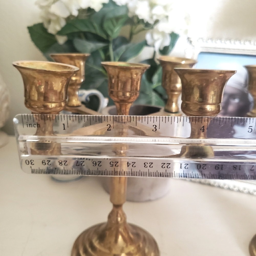 Brass Mid Century Candleabra Set - Picture 3 of 6